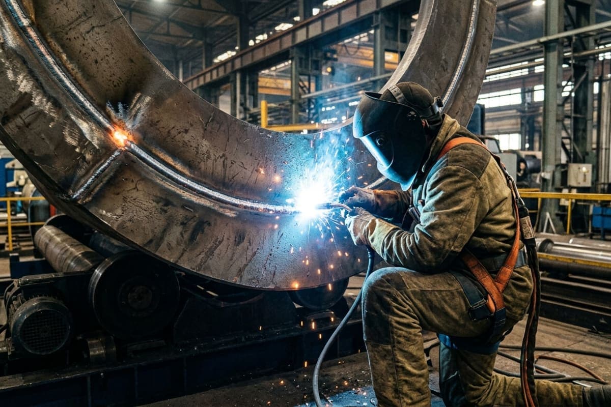 Аттестованная сварка кольцевого шва стальной обечайки сосуда под давлением